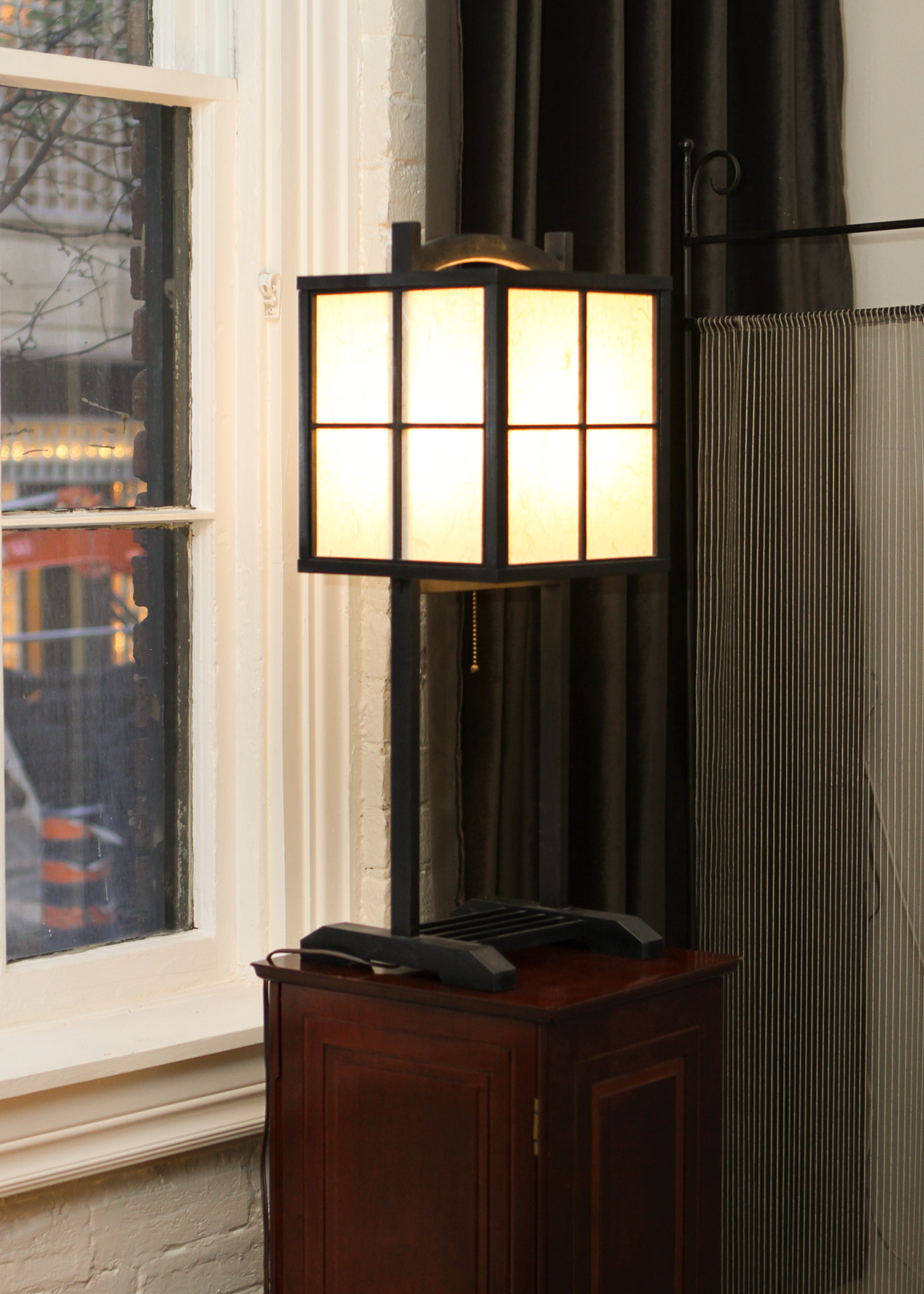Shoji Style Wood Frame Table Lamp