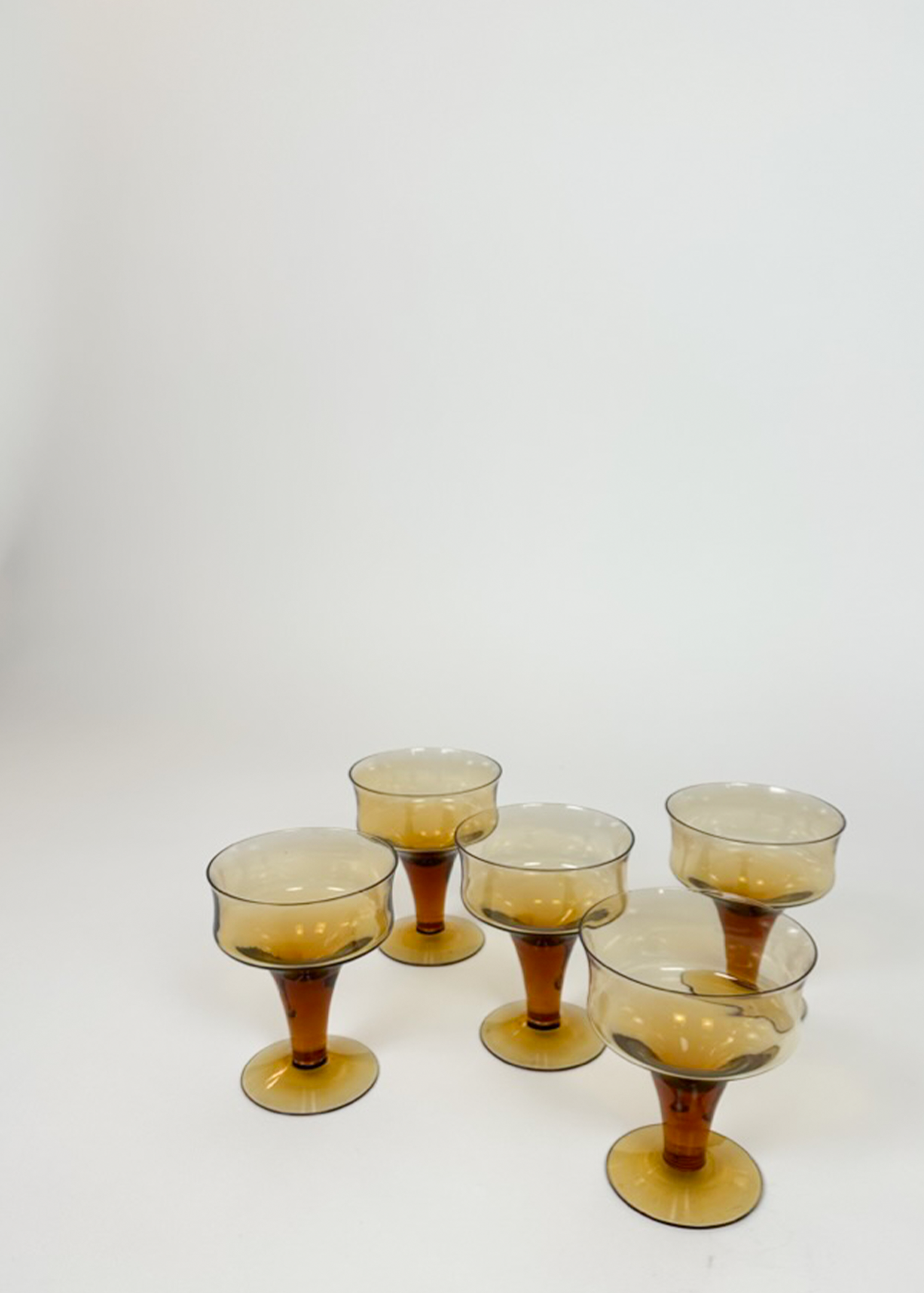 Amber Crystal Sherbet Champagne Glasses (5)
