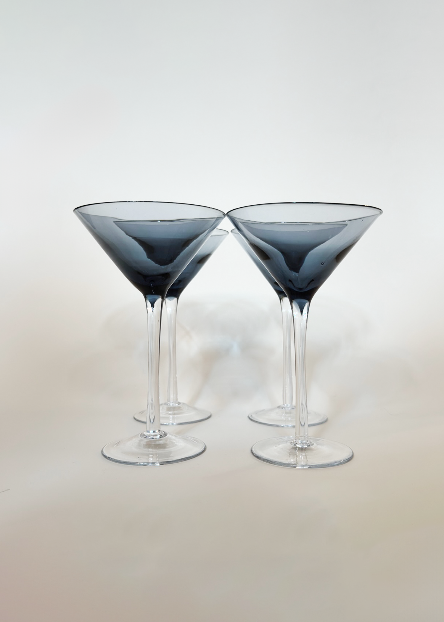 (4) Navy Smoked Glass Martini Glasses