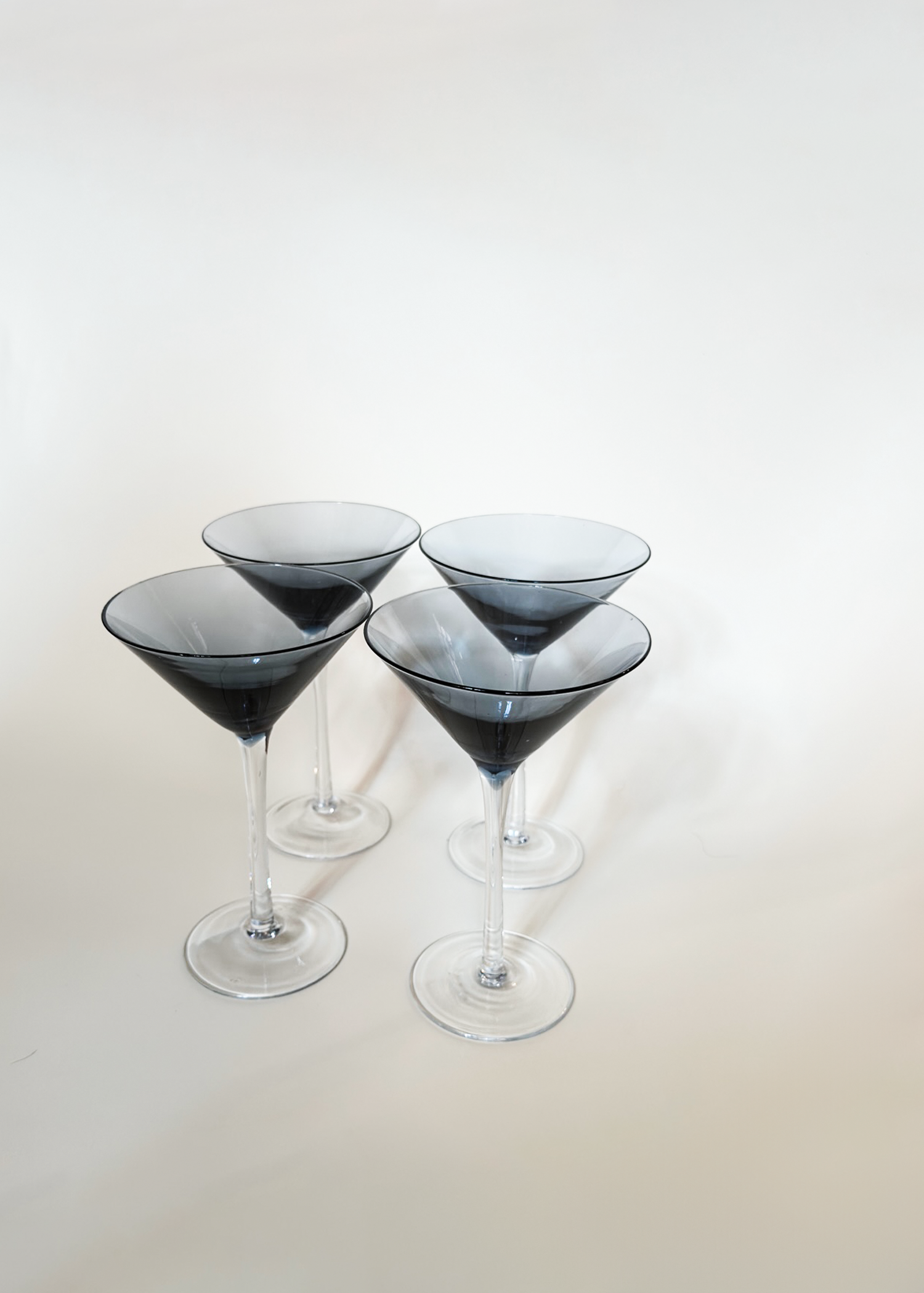 (4) Navy Smoked Glass Martini Glasses