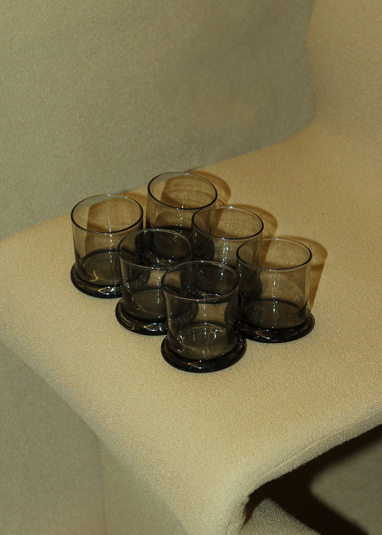 (6) Smoked Glass Drinking Glasses (Large)
