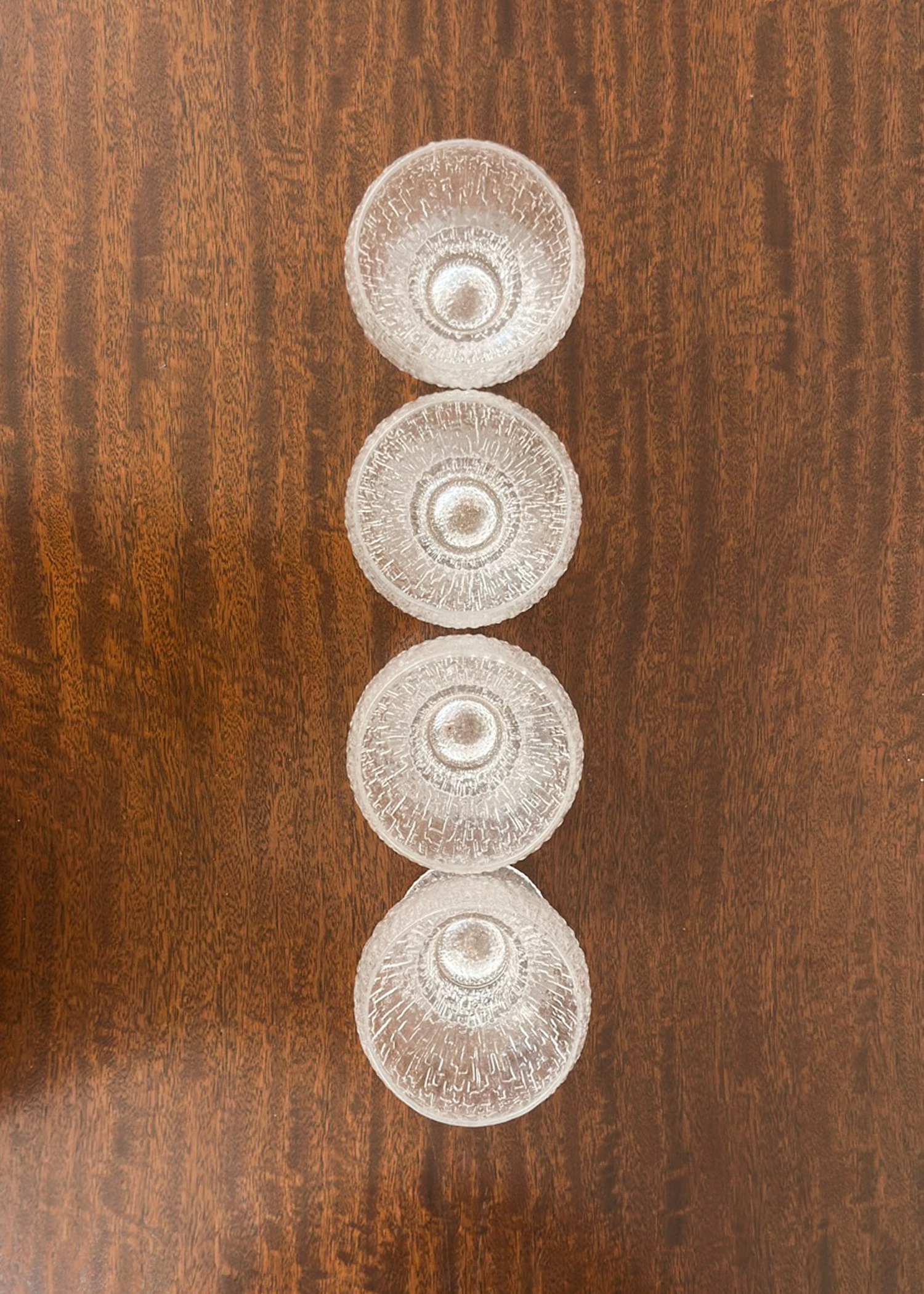 (4) Wide Stemmed Textured Glasses