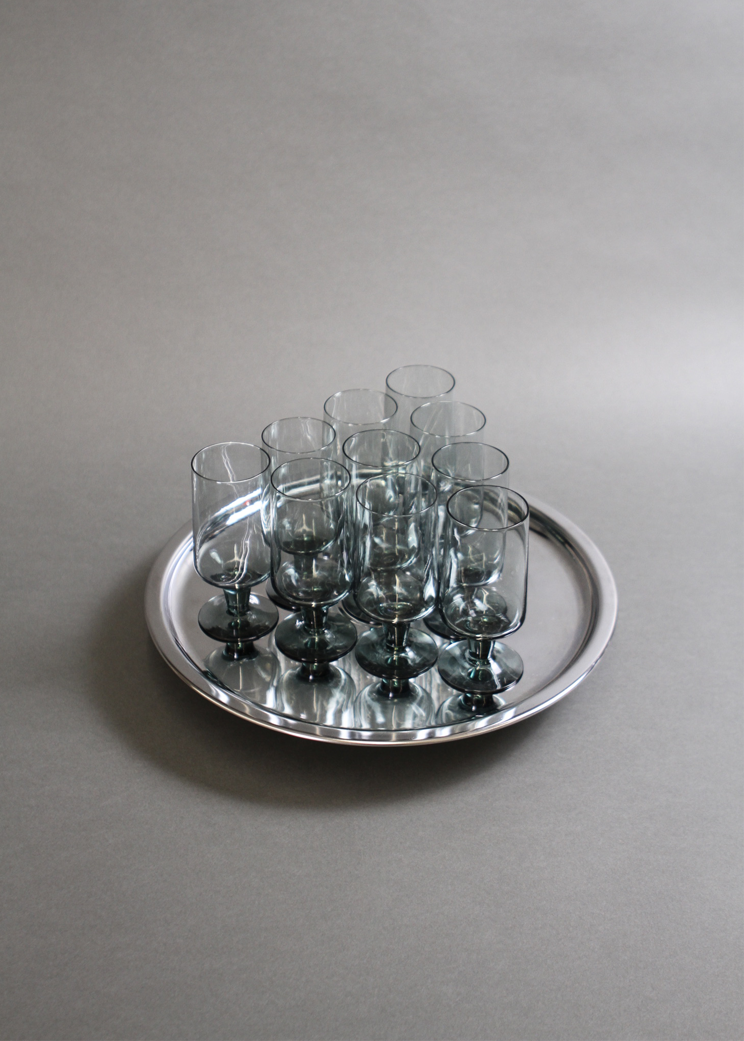 (10) Small Stemmed Smoked Glasses