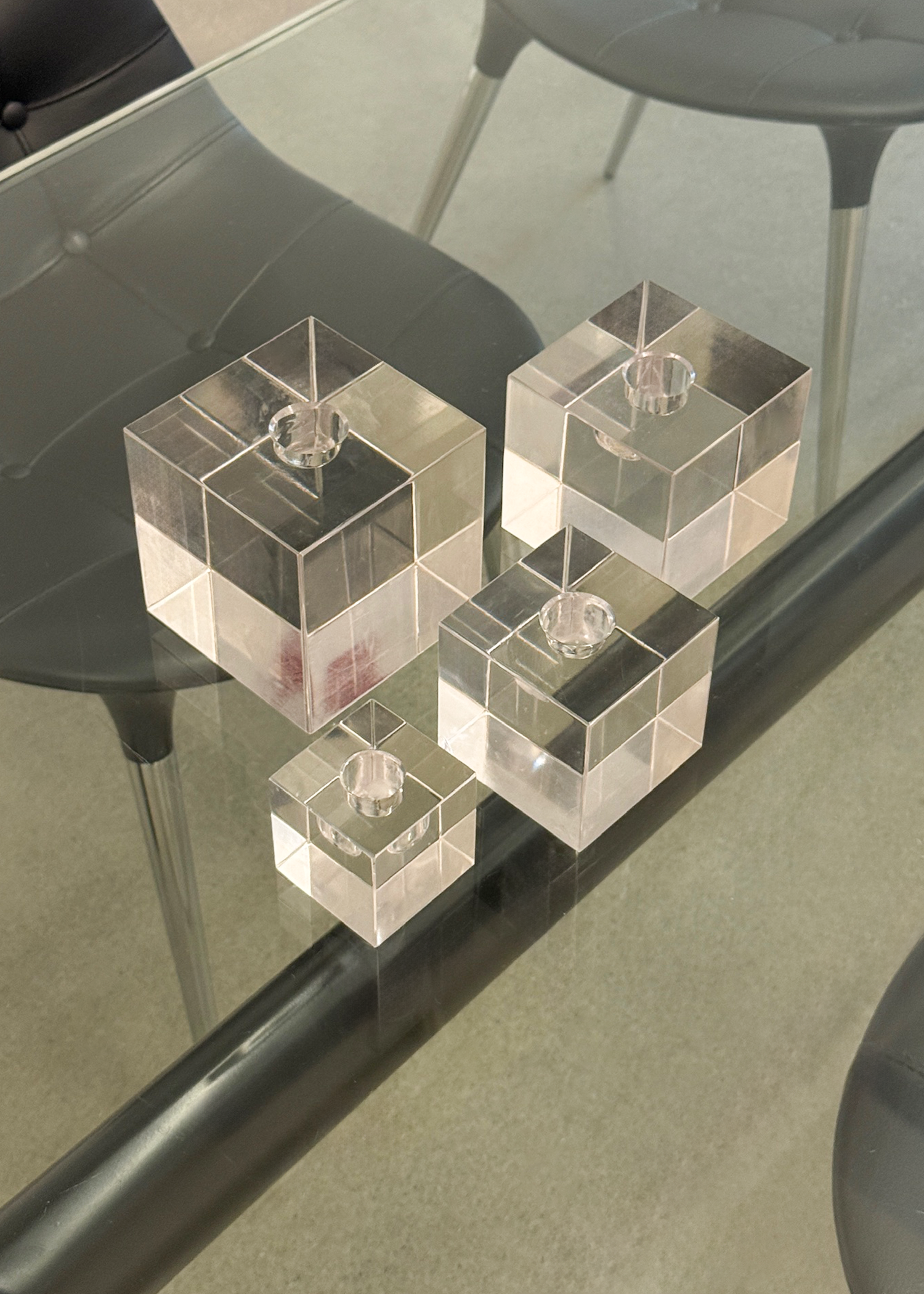 (4) Glass Taper Candle Holders