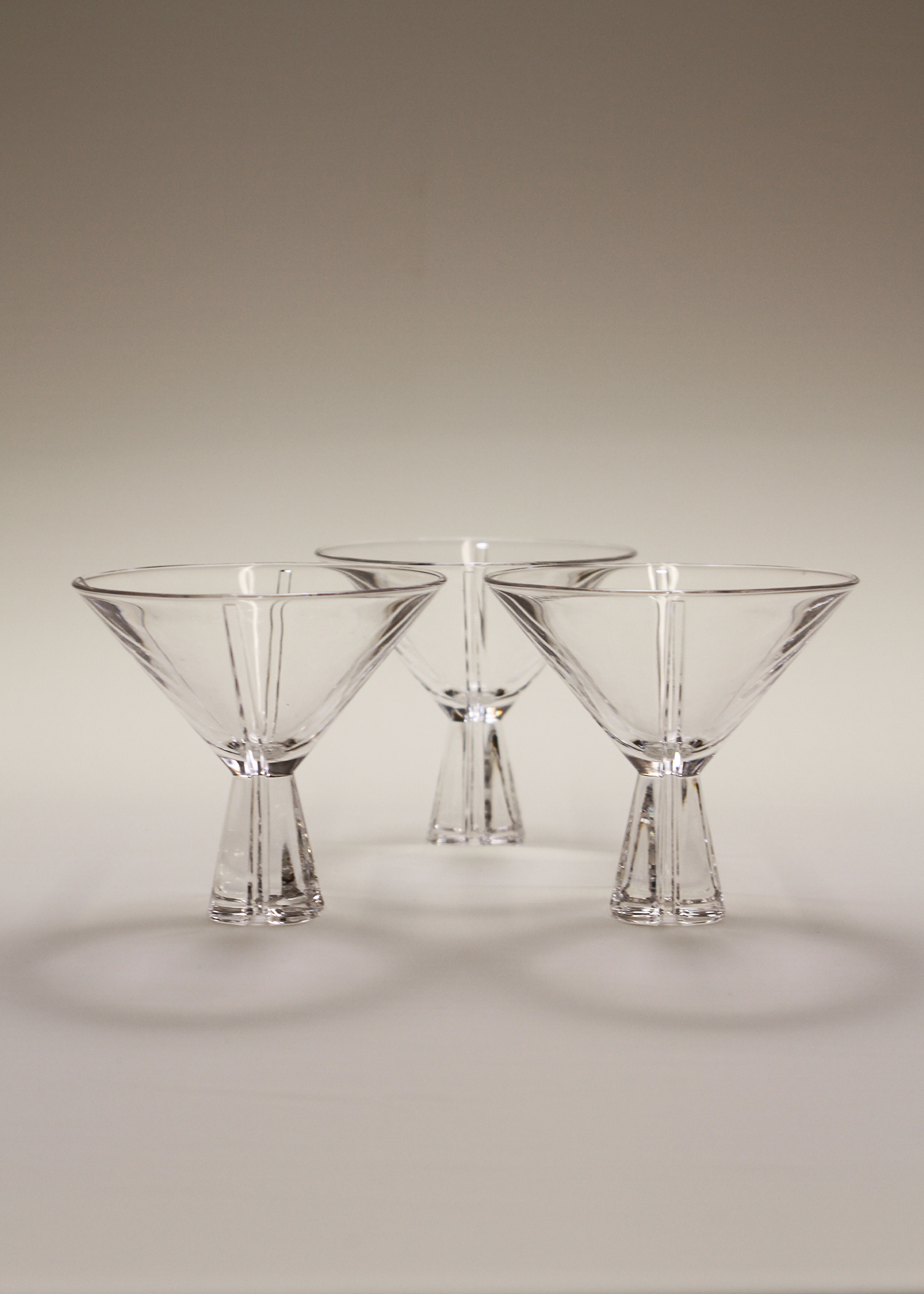 (3) Vintage Crystal Martini Glasses