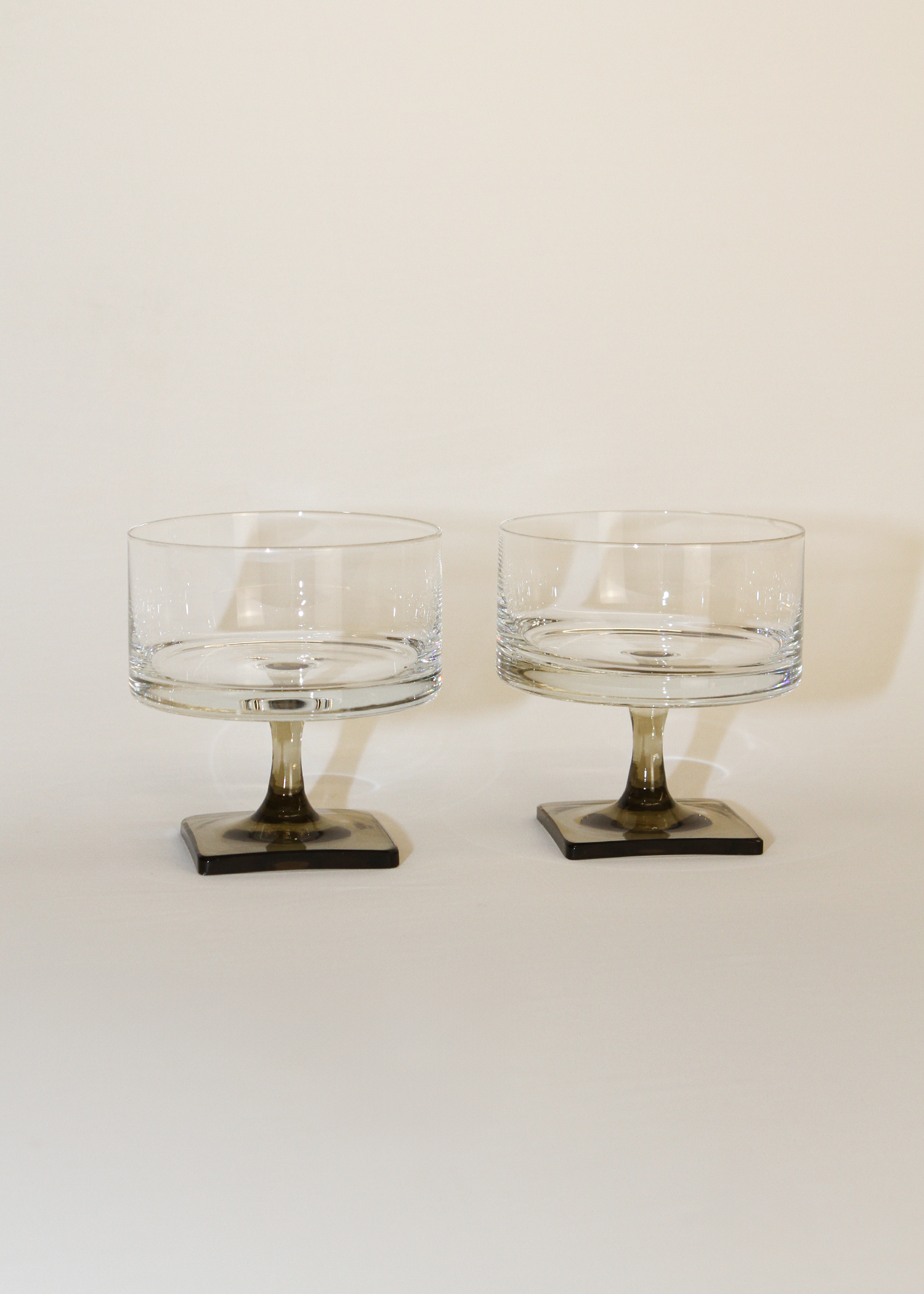 (2) Smoked Glass and Crystal Cocktail Coups