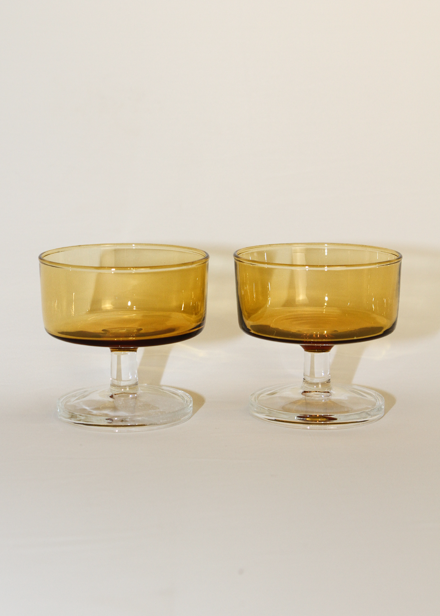 (2) Vintage Amber Champagne Coupes