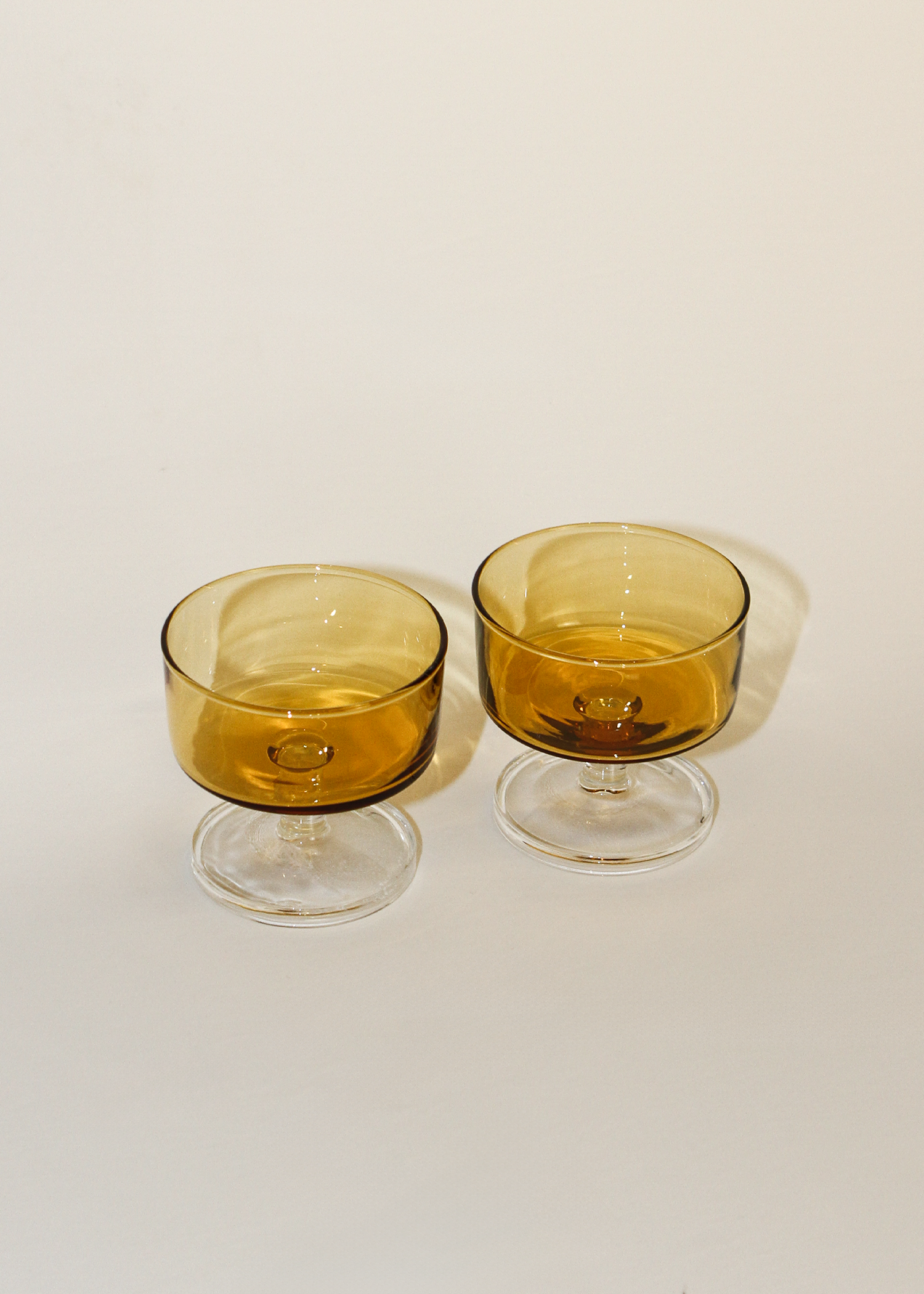 (2) Vintage Amber Champagne Coupes