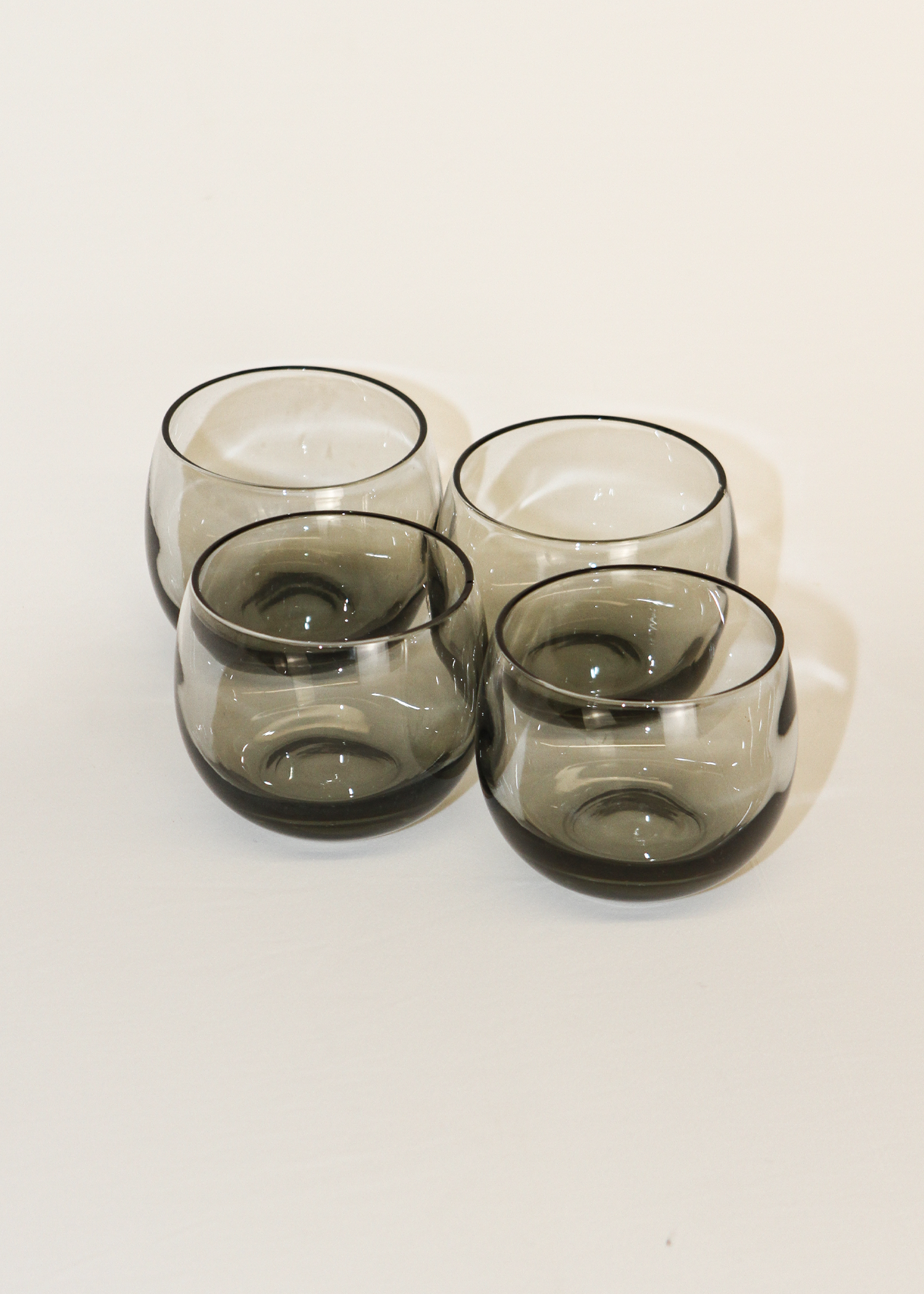 (4) Small Vintage Smoked Glass Cups