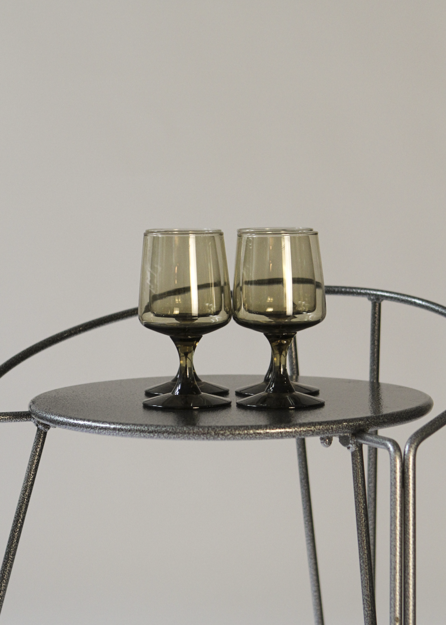 (4) Smoked Glass Stemmed Glasses