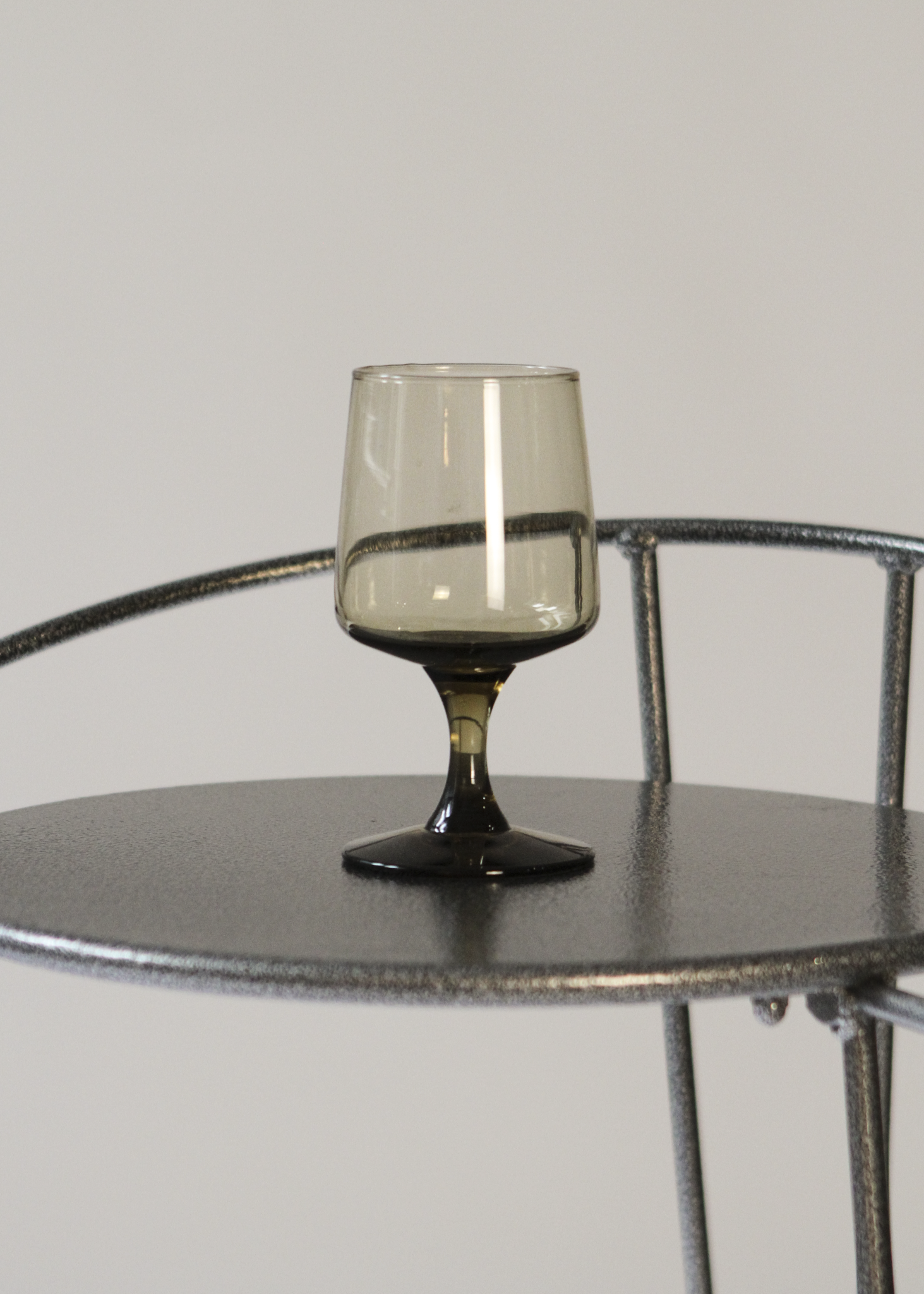 (4) Smoked Glass Stemmed Glasses