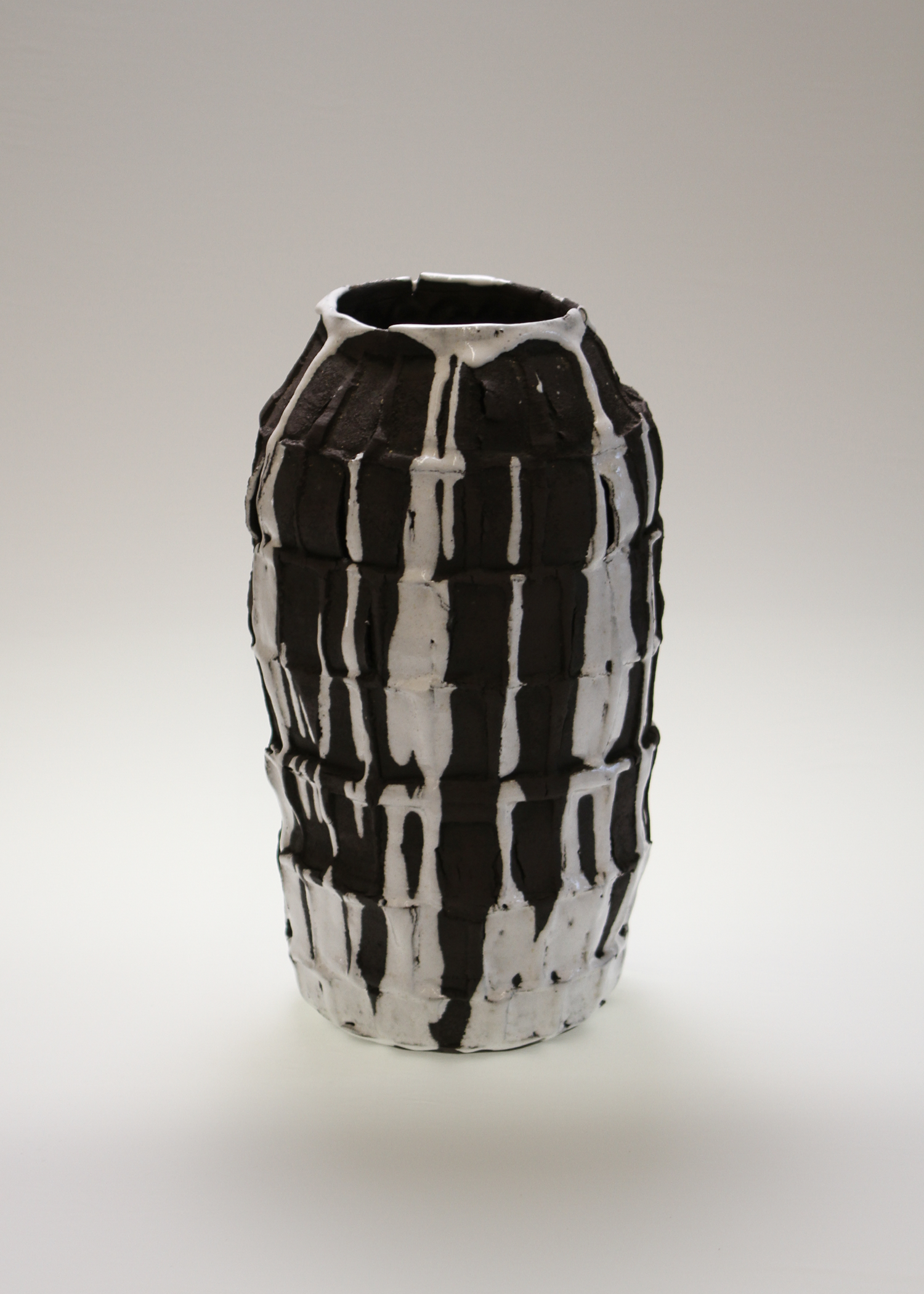 Large Abstract Ceramic Vase with White Glaze