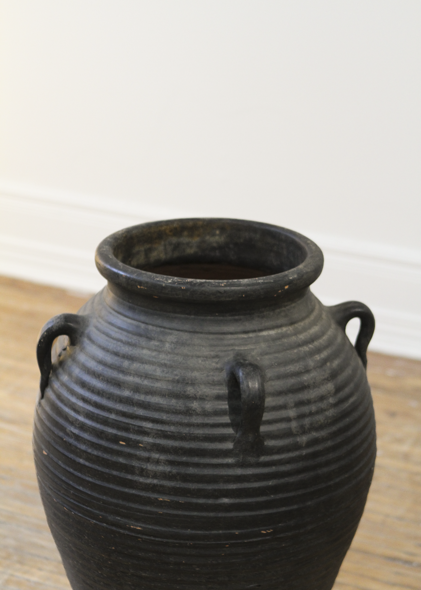 Large Ribbed Ceramic Vase