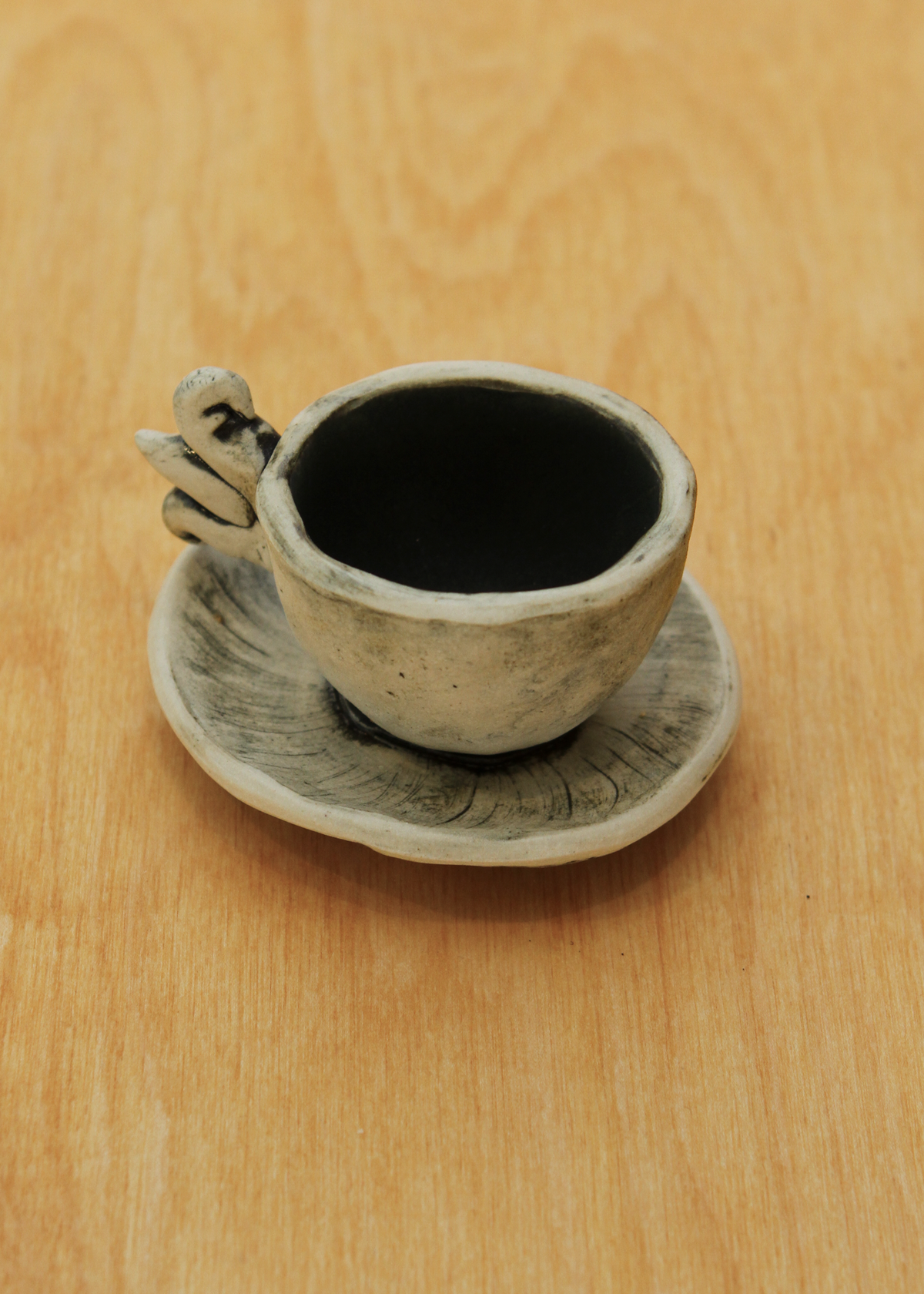 (4) Handmade Ceramic Cups and Saucers