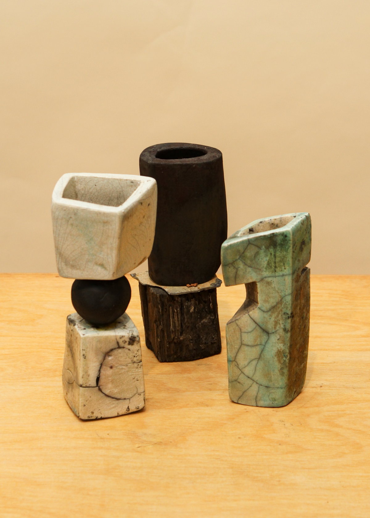 (3) Stoneware Mini Candle Holders