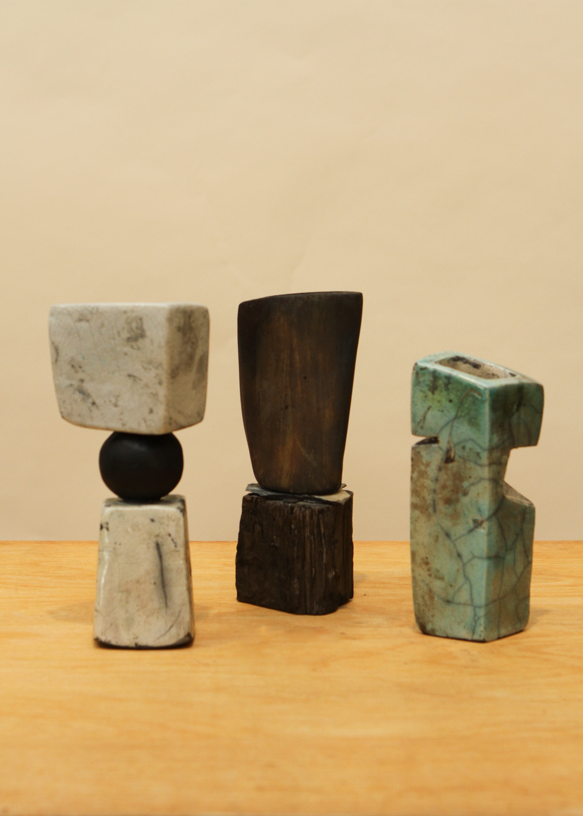 (3) Stoneware Mini Candle Holders