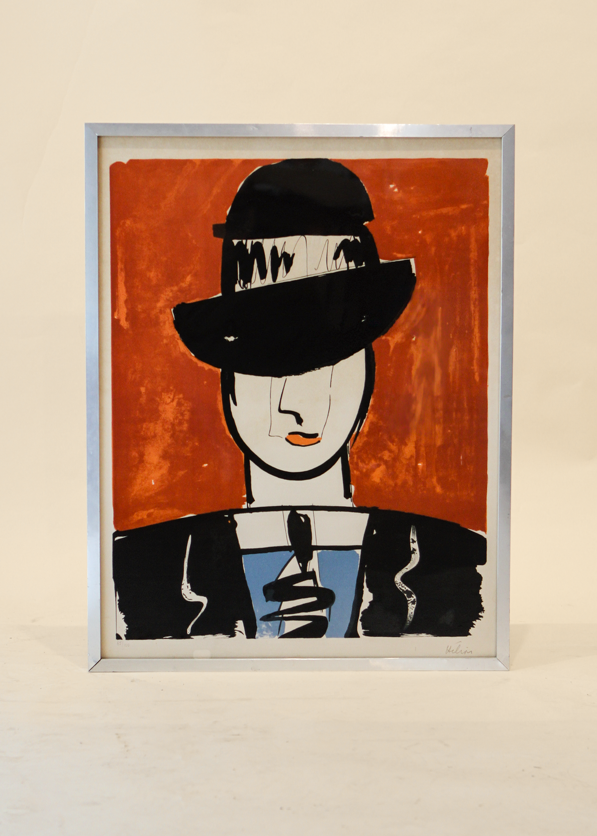 "L'homme au chapeau" Original Color Lithograph