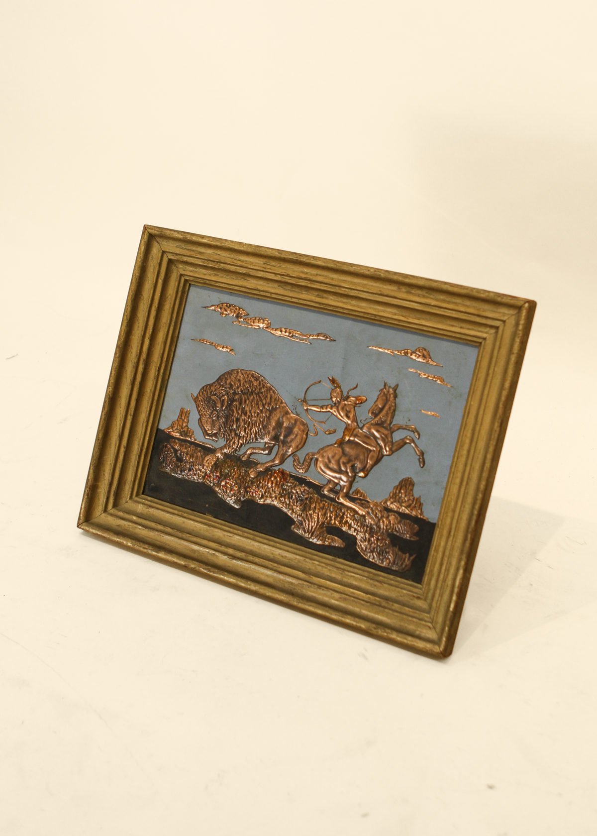 Buffalo Hunt in Hammered Copper