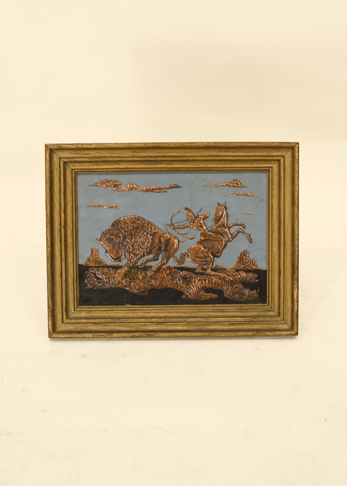 Buffalo Hunt in Hammered Copper