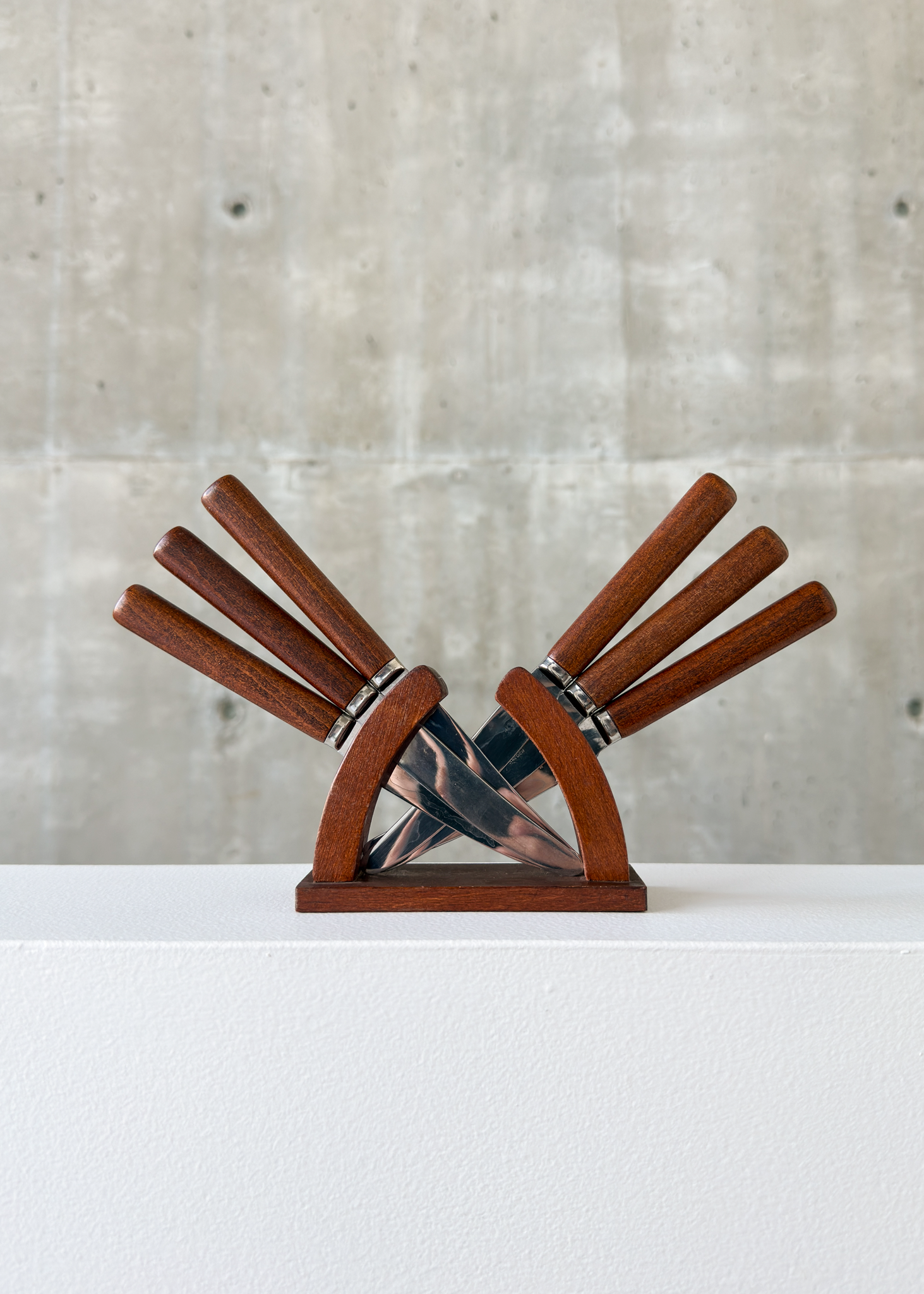 Teak Fruit Knives in Stand