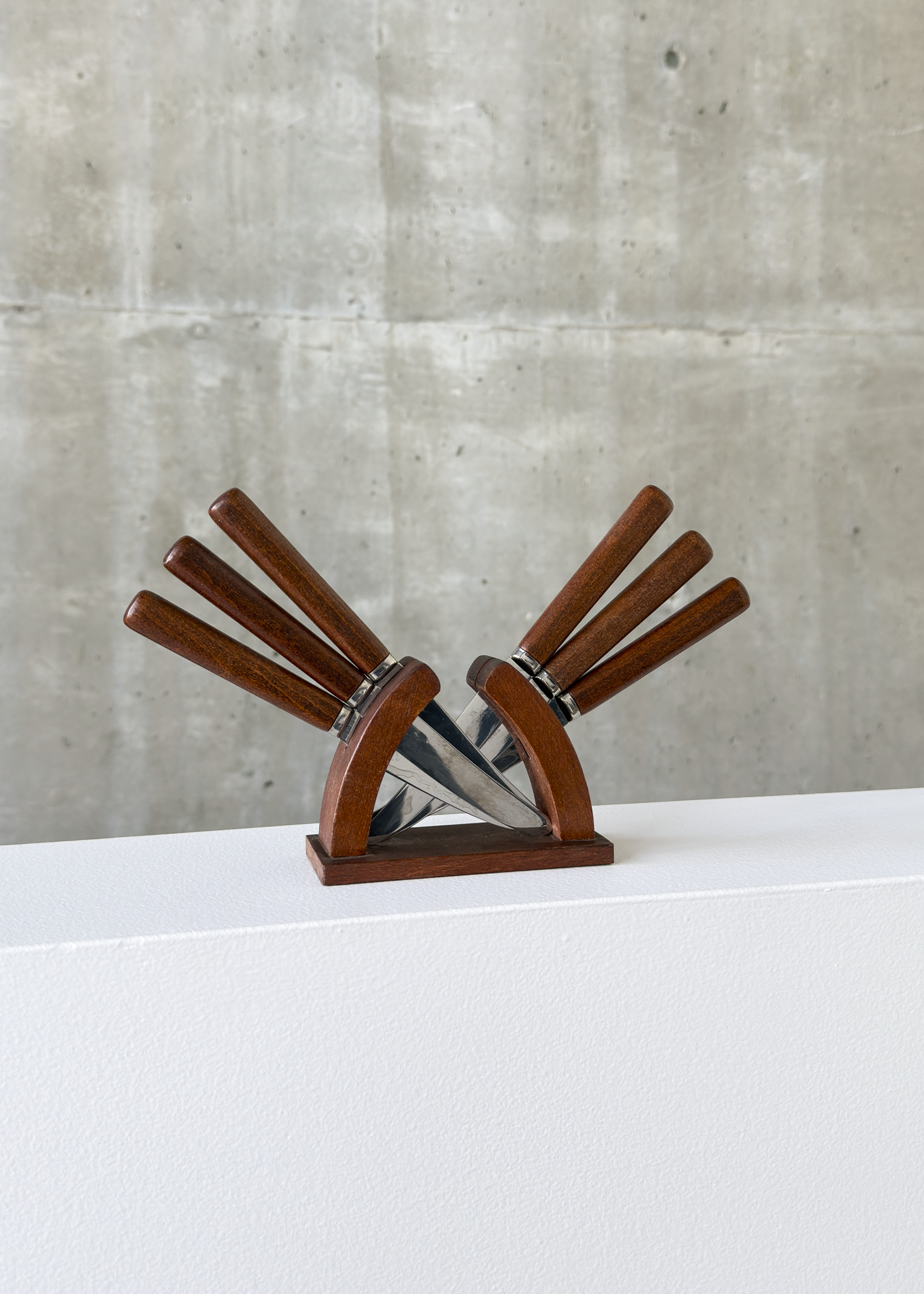 Teak Fruit Knives in Stand