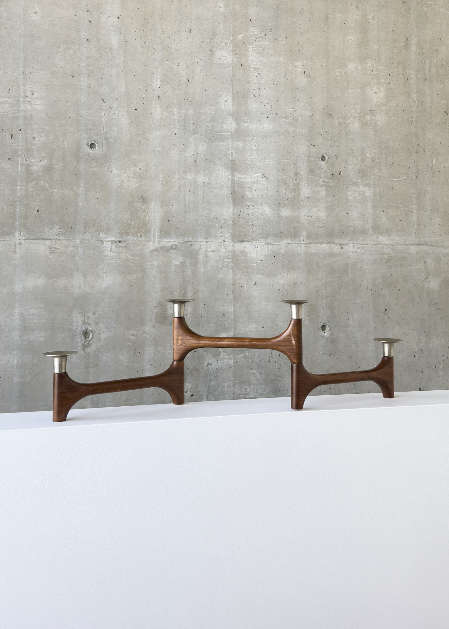 Mid Century Scandinavian Teak Sculptural Candelabra