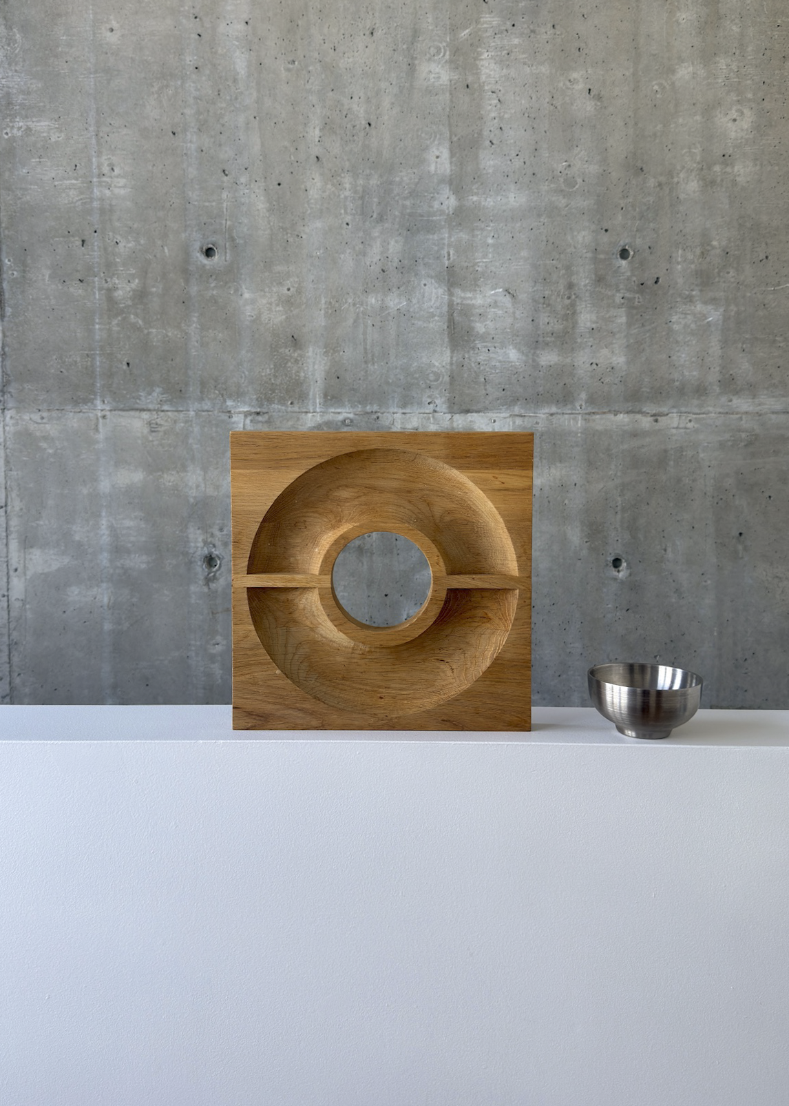 Carved Wood and Stainless Steel Serving dish