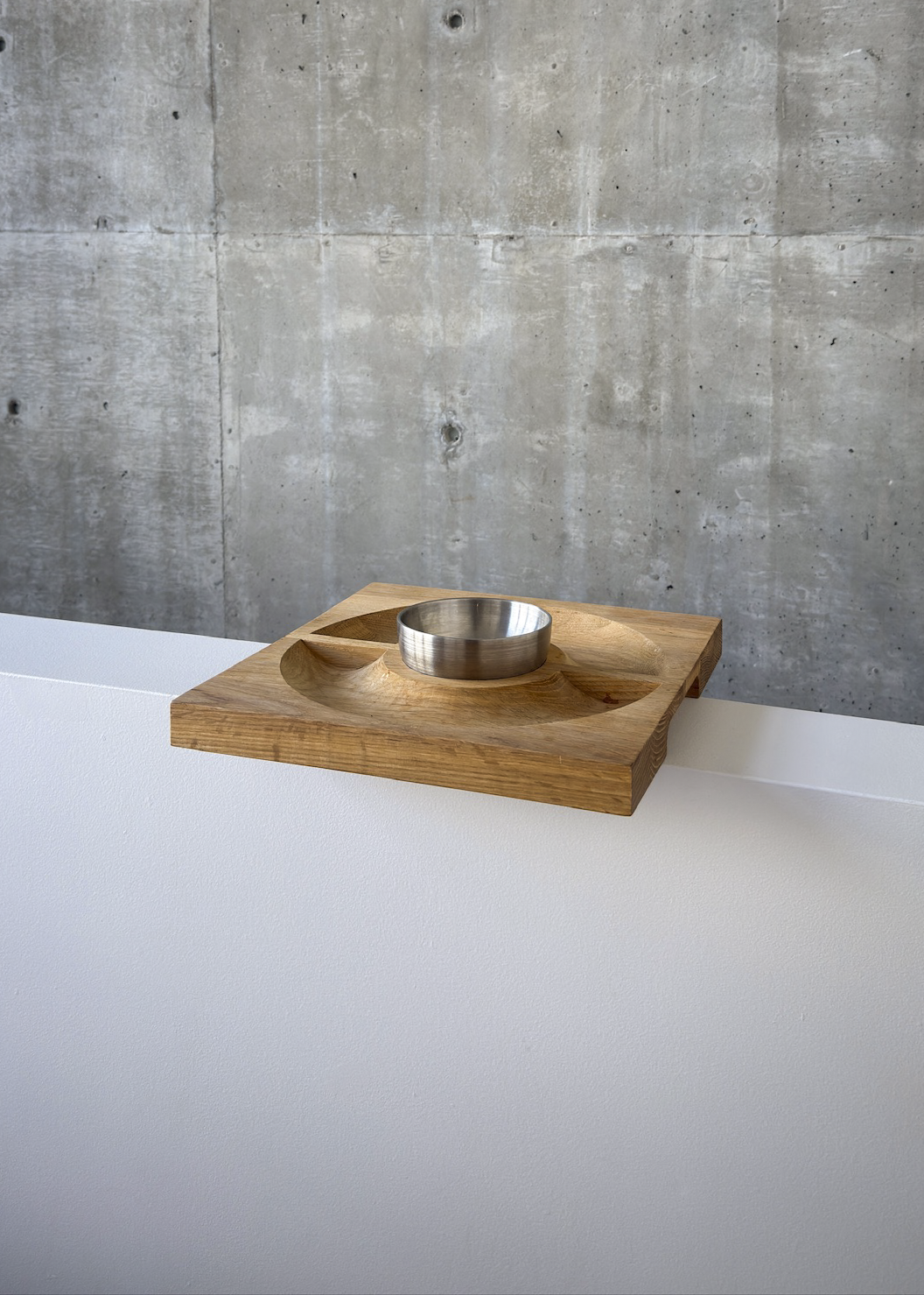 Carved Wood and Stainless Steel Serving dish