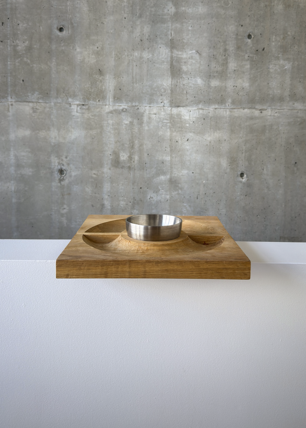 Carved Wood and Stainless Steel Serving dish