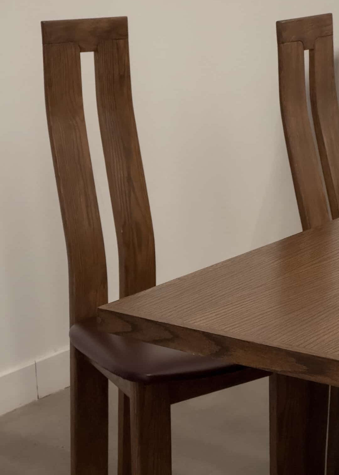 (6) Stained oak dining chairs